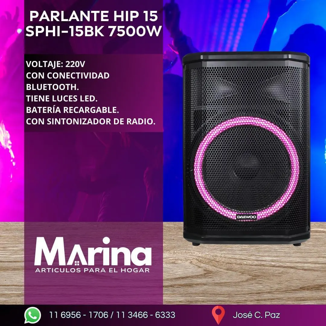 Parlante Hip 15 SPHI-15BK 7500 W